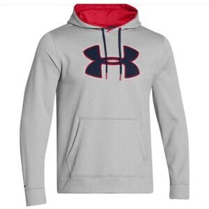 Under Armour Storm Mens Hoodie Sweatshirt 2XL Red White Blue on Grey Cold Gear
